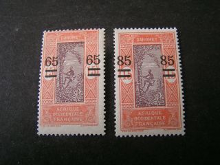 Dahomey,  Scott 88/89 (2),  Total 2,  1922 - 25 Surcharged Pictorial Issue Mh