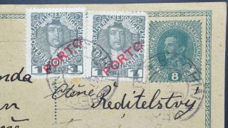 CZECHOSLOVAKIA Austria 1919 UNUSUAL Tax/Porto Card Hoozdan via Bechyne to,  CSSR 2