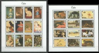 S804 Gambia Fauna Pets Cats In Art Paintings Renoir Picasso 2sh Mnh