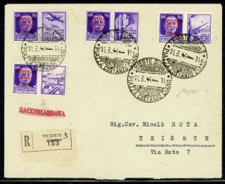 Italy Postal History Lot 975 1944 Reg Rsi Trieste (local) Caffaz Cert $$$$