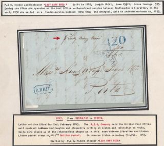 1843 Curved Gibraltar Pmk Fish Trade Letter Oporto W Sherwill? Lady Mary Wood