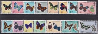 1974 - 1978 Butterflies Of Belize Mnh 15 Values Set