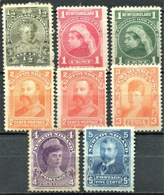 Newfoundland 1897 Issue,  Sg 83 - 90,  Hinged,  Faults,  Cv £150