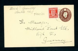 Sark Guernsey 1942 Occupation Cover To Midland Bank (jy566)