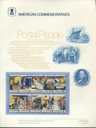 Us Souvenir Panel Cp14 / 1489 - 1498 8c Postal People / Employees,  Jp110
