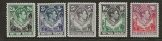 Northern Rhodesia Sg 41/5 Top Values Of 1938/52 Gvi Set Fine Mounted