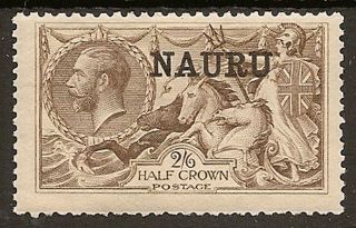 Nauru 1919 Seahors 2/6 Chocolate Brown (bw) Sg24 Lhm