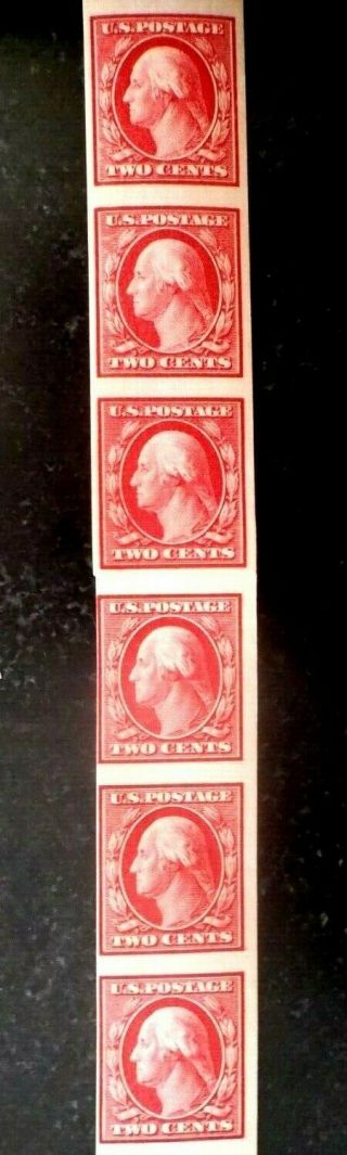 Buffalo Stamps: Scott 384v Washington Imperf Paste - Up Coil Strip,  Mnh/og & Vf