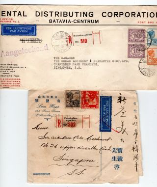 1934/37 Netherlands Indies To Singapore Airmail Covers X 2.