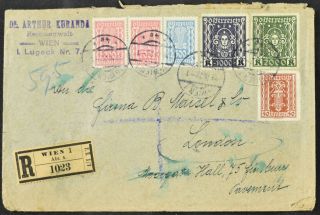 Austria 1922 Wien Registered Cover To London England C54029