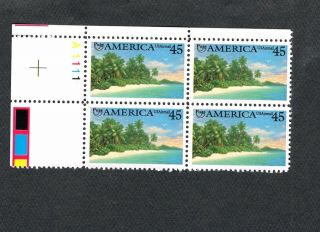 U.  S.  Scott C127 Plate Block Of 4 Mnh O.  G.  Air Mail America $.  45
