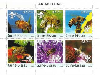 Guinee Bissau 2003 Mnh Block 6 Honey Bees