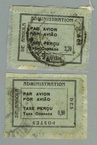 Angola 1945 Air Mail Additional Tax 2 Values In Fragment