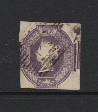 Queen Victoria Six Pence Embossed Stamp Cut Square Sg 61 1847 - 1854