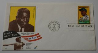 1982 Jackie Robinson Brooklyn Dodgers Fdc Cover Black Heritage Color