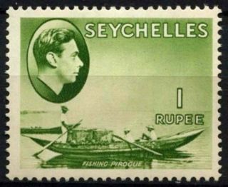 Seychelles 1938 - 49 Sg 146,  1r Yellow - Green Kgvi Chalk Paper Mh D41484