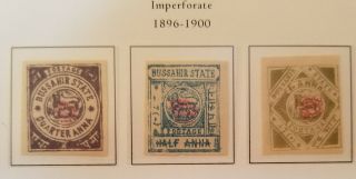 India Indian Feud State Bussahir Sg 24 - 26 Imperf Set Xf £65 Scarce