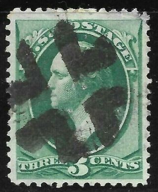 Fancy Cancel " Bold Crossroads " Son 3 Cent Green Banknote 1871 - 83 Us 68c42