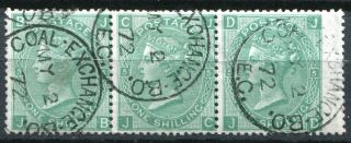 (228) Very Good Strip Sg117 Qv 1/ - Green Plate 5.  Dated Cds