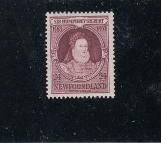 Newfoundland 224 Vf - Mnh 24cts Queen Elizabeth I /violet Brown Cat Value $72