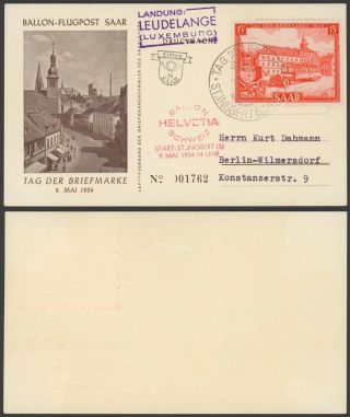 Germany Saar 1929 - Balloon Flight Postcard To Luxembourg D272