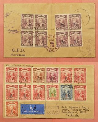 1948 Sarawak Overprints Kurching Registered Airmail To Usa 119329