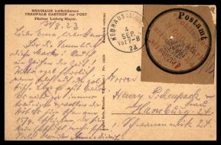 Germany Neuhaus 8000 Mark Inflation Postamt 1923 Postcard To Hamburg