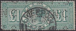 Perfin Ps/nc Pacific Steam Navigation Co On Qv £1 Green Sg212