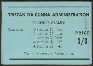 Tristan Da Cunha 1958 Qeii 3sh6d Stamp Booklet Pmk Back Complete Sg Sb1a Cat£300