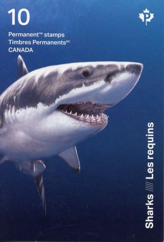 Canada 2018 Mnh Sharks Great White Shark 10v S/a Booklet Marine Animals Stamps