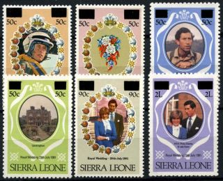 Sierra Leone 1982 Sg 695 - 700 Royal Wedding Mnh Surch Set D36599