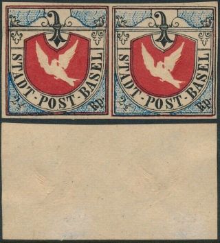 Switzerland 1845,  Basel Coat Of Arms,  Forgery Pair,  - No Gum Stamps.  B199