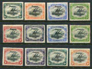Papua 1906 - 07 Overprinted Mh To 1 Shilling 12 Stamps