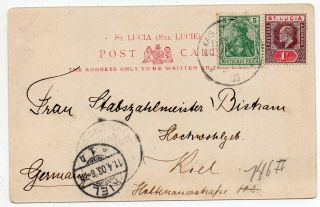 1903 Germany / St Lucia Mixed Franking Cover,  Marine Cancel,  Wow