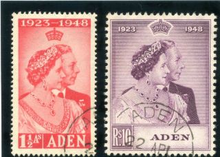 Aden 1949 Kgvi Silver Wedding Set Complete Very Fine.  Sg 30 - 31.  Sc 30 - 31.