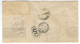 Canada to BARBADOS small airmail cover w 1d (x2) Postage Dues 1935 2