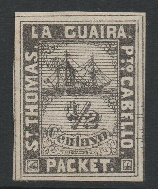 Venezuela 1864 St.  Thomas La Guaira Local,  Ship Post,  Mi.  1b,  Mh