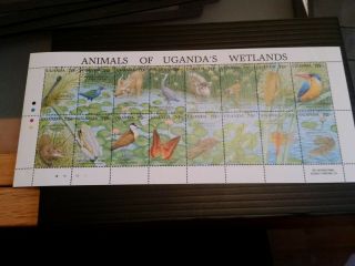 Uganda 1991 Sg 892 - 907 Fauna Sheet Mnh (h)