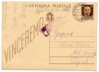 1943 Italy Occupation Of Slovenia Patriotic Censored Cover,  High Value