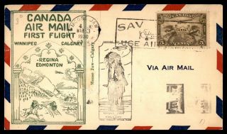 Canada Moose Jaw To Calgary Roessler 1930 First Flight Cover