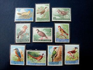 San Marino Stamp,  1960 Birds Set Mnh