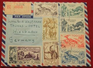 Togo,  1954 Postal Cover To Germany.  Set 1947 Native Pictures