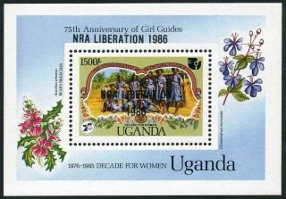 Uganda 494,  Mnh.  Michel 469 Bl.  57.  Girl Guides - 75.  Nra Liberation/1986.