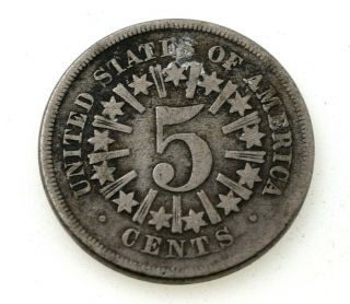 1866 Us Shield Nickel With Rays