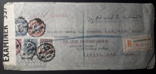 China 1943 Cover Sent From Chungking To England Via Calcutta W/ 5 Stamps