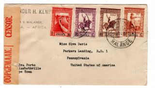 1941 Angola Via Congo / South Africa To Usa Cover / 1a 75 Rate / Contents.