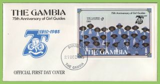 Gambia 1985 75th Anniversary Of Girl Guides Mini Sheet On First Day Cover