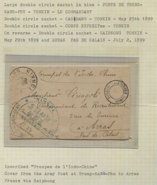 Indo China 1899 Frank Military Cover To France From Troops In Tonkin