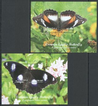 F1485 2018 Tonga Flora & Fauna Butterflies Common Eggfly Butterfly 2bl Mnh