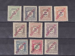 Angola 1911 Sc J11/20 P.  Due Stamps,  Opt,  Set P1147